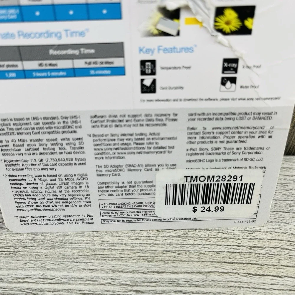 Sony 8GB MicroSDHC Memory Card - New